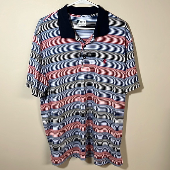 Izod Other - Izod Golf Shirt Red, Blue and Black Striped XXL
